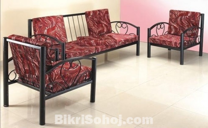 Steel Sofa Set ( 3 seat, 1 seat & 1 seat: Total 5 seater)